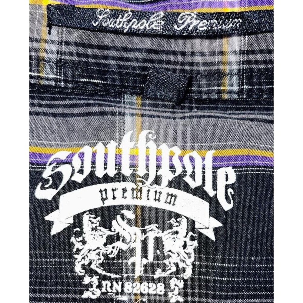 Southpole Premium L Button Down Black/Purple Long Sleeve Dress Shirt - Picture 3 of 3